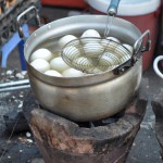 Boiling eggs on the streets of Phnom Penh