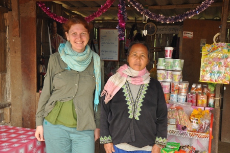 Gerda with a H'mong women at her coffee shop