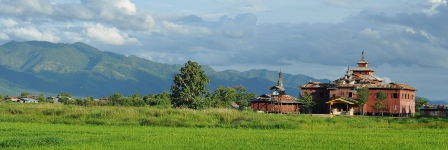 Green and blue landscapes around Inle Lake